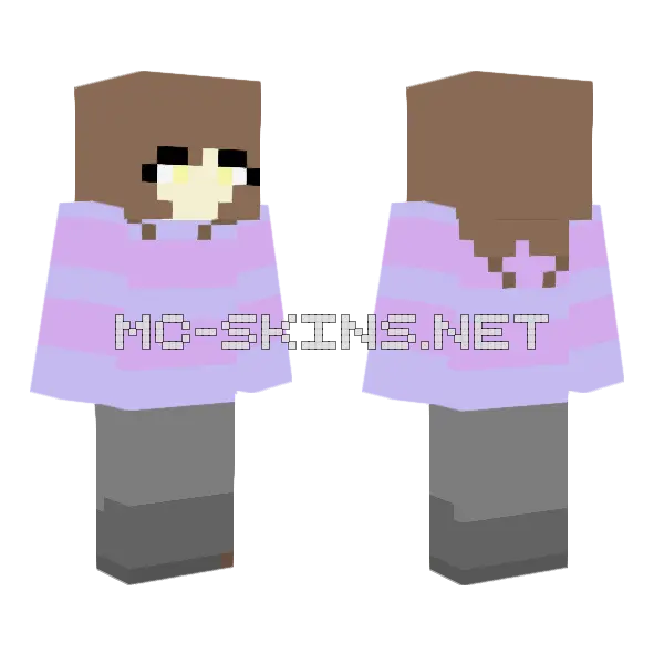 Frisk Minecraft skin, front and back