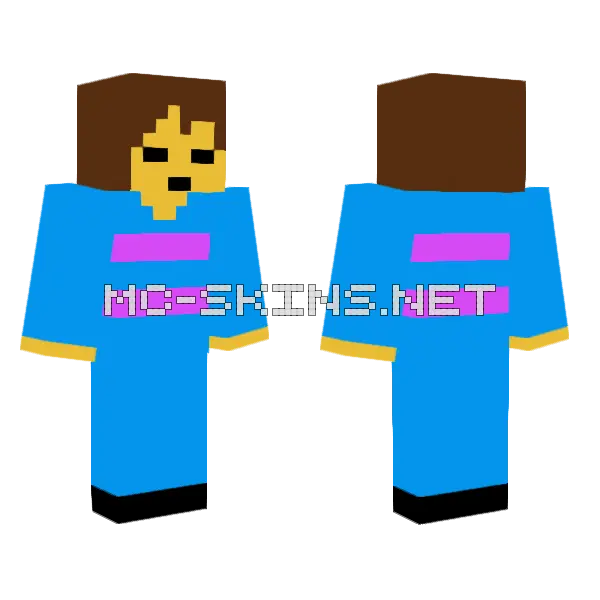 Frisk Minecraft skin, front and back
