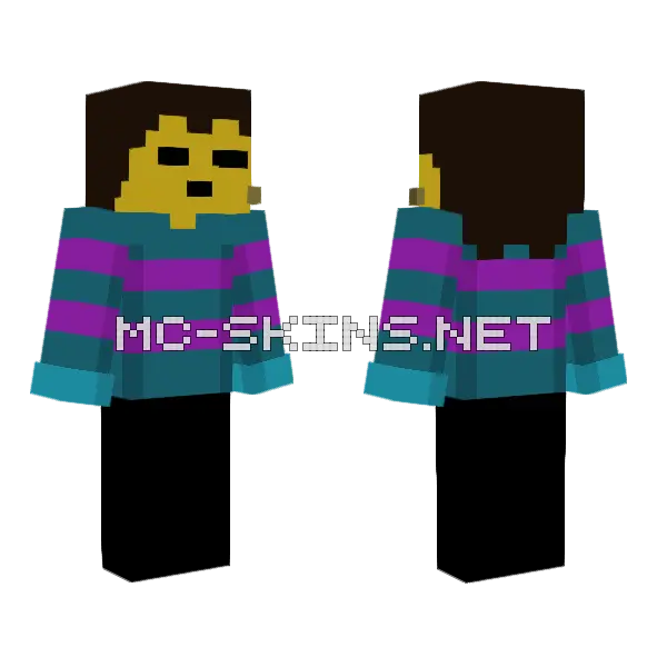 Frisk Minecraft skin, front and back