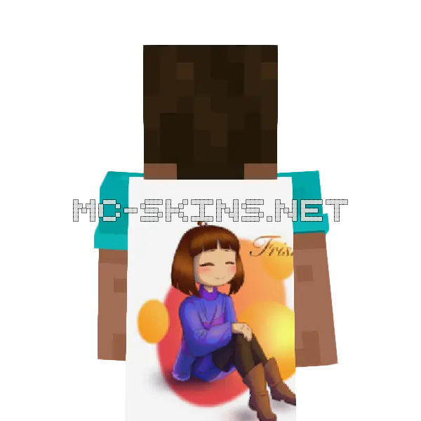 Frisk Minecraft cape worn on a player