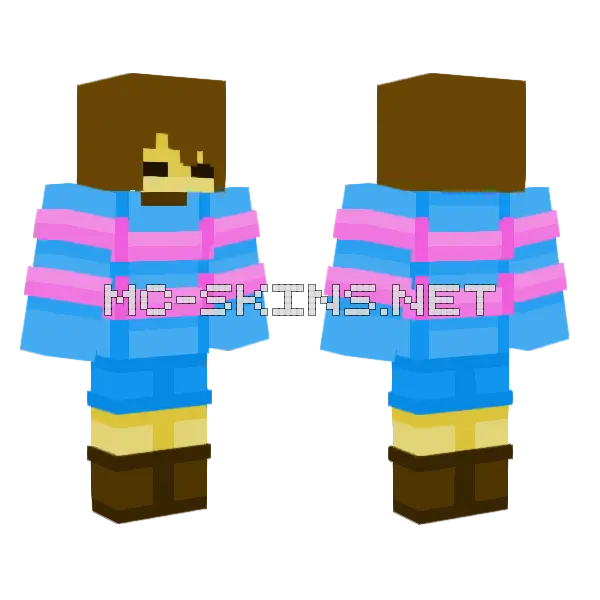 Frisk Undertale Minecraft skin, front and back