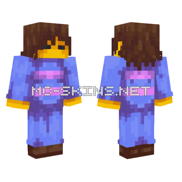 Frisk Undertale Minecraft skin, front and back