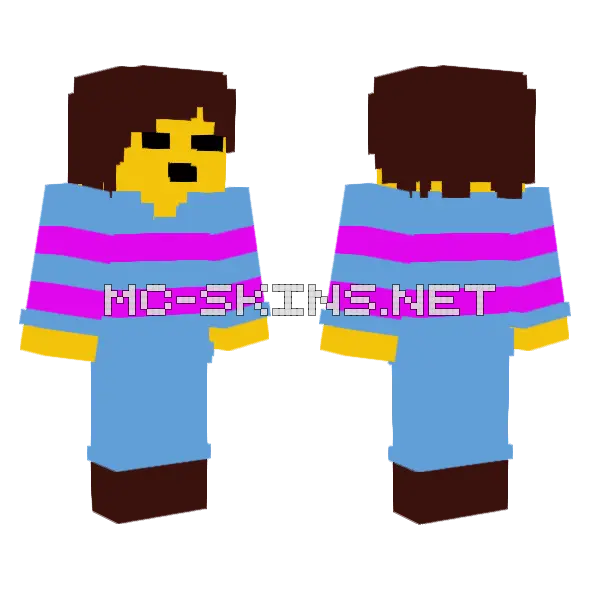 Frisk Undertale Minecraft skin, front and back
