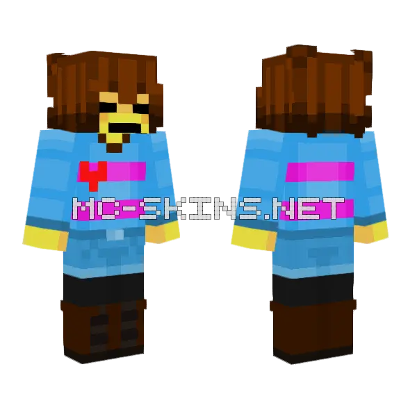 Frisk Undertale V2 Minecraft skin, front and back