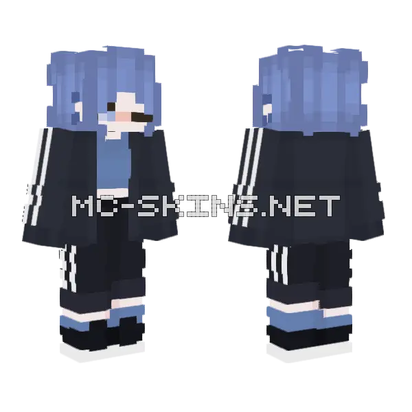 Frni Blue Hair Girl Minecraft skin, front and back