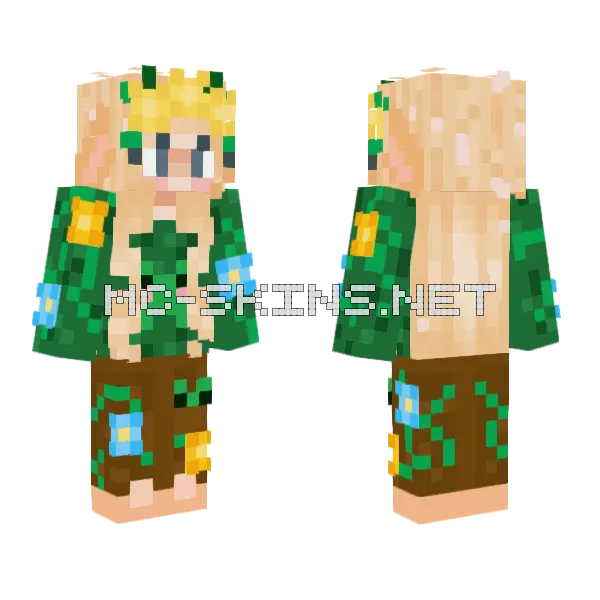 Frog and Flowers Minecraft skin, front and back