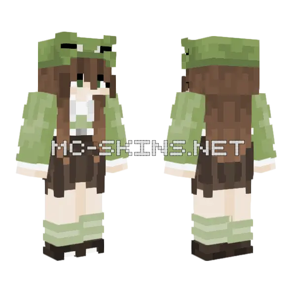 Frog Girl Minecraft skin, front and back
