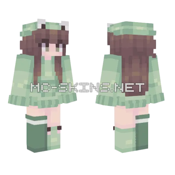 Frog Girl Minecraft skin, front and back