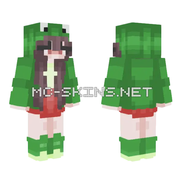 Frog Girl Minecraft skin, front and back