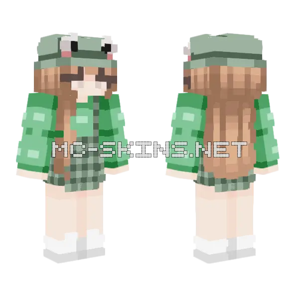 Frog Girl VII Minecraft skin, front and back