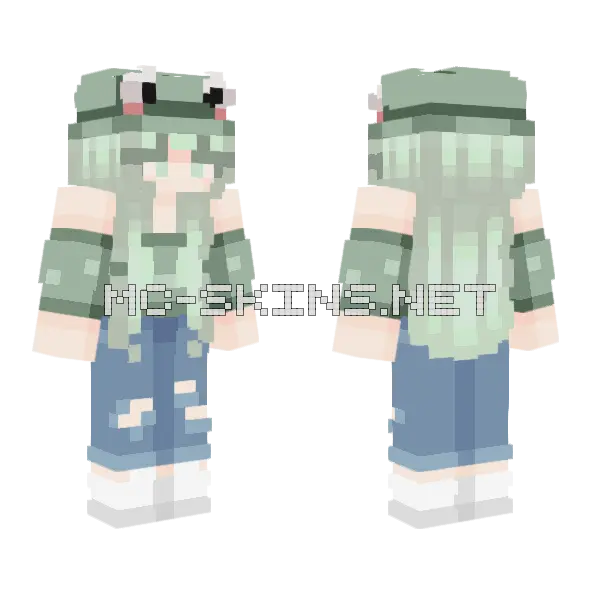 Frog Girl X Minecraft skin, front and back