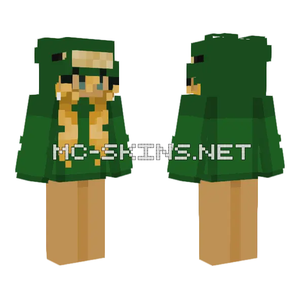 Frog Hoodie Temperate Minecraft skin, front and back