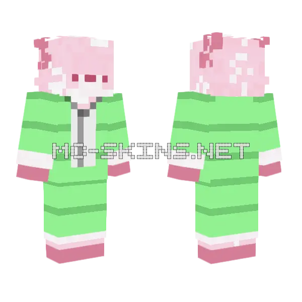 Frog Onesie Sakura Minecraft skin, front and back