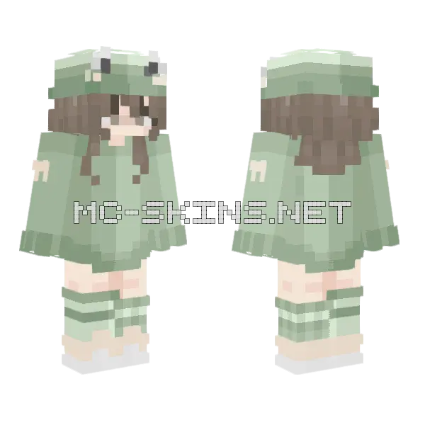 Froggie Girl Pink Green Minecraft skin, front and back