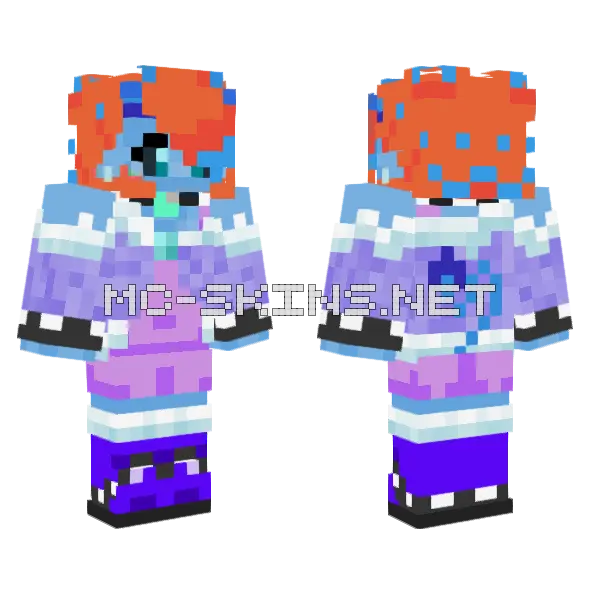 Frosty Blue Creature Minecraft skin, front and back