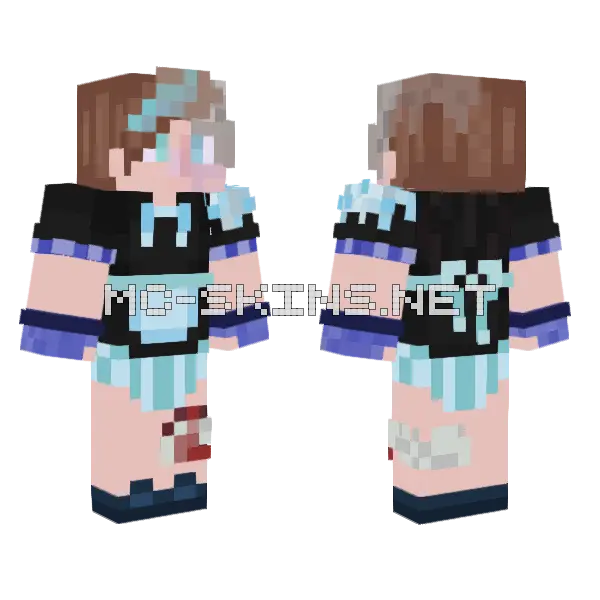 Froyo Light Blue Maid Minecraft skin, front and back