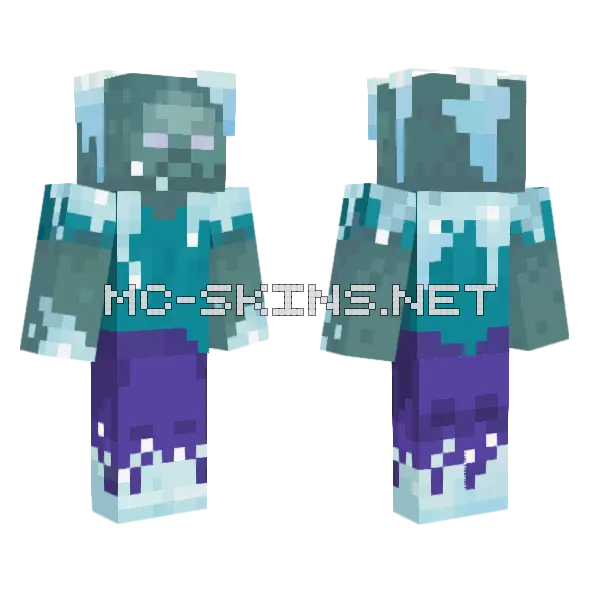 Frozen Zombie Minecraft skin, front and back