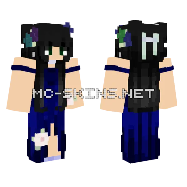 Frr Blue Dress Minecraft skin, front and back