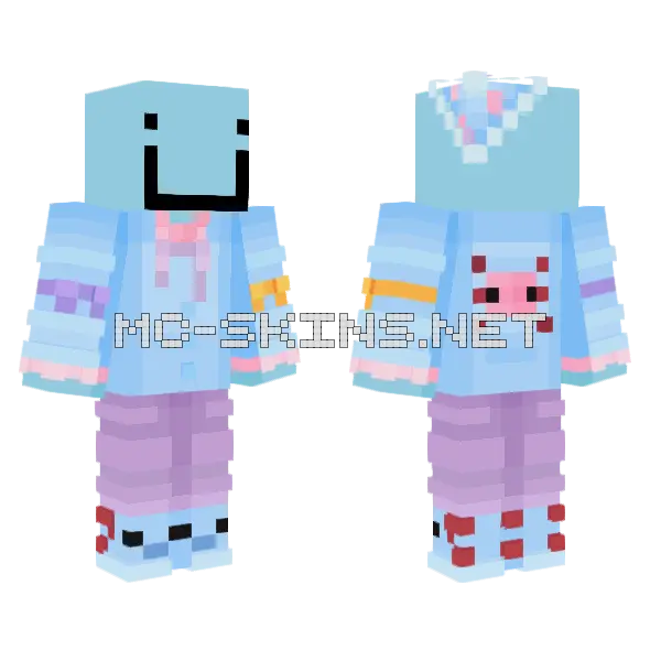 Fruitberries Aqua Axolotls MCC Minecraft skin, front and back