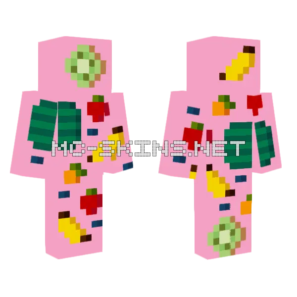 Fruity Pink Outfit Minecraft skin, front and back
