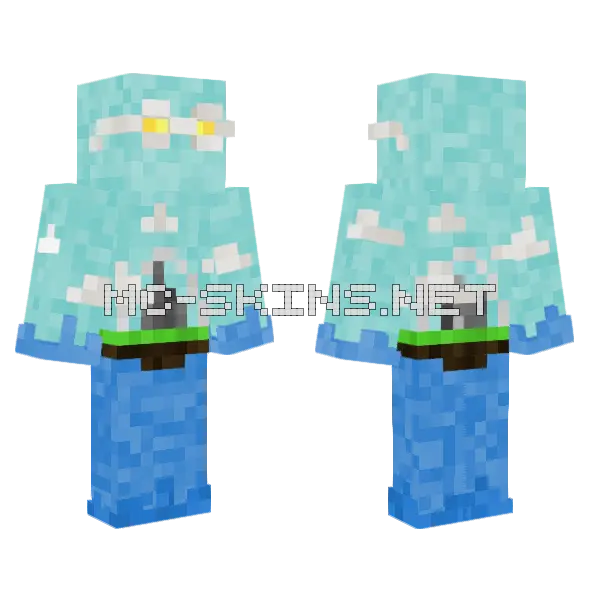 Frutiger Aero Man V2 Minecraft skin, front and back