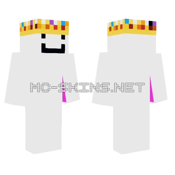 Full White With Crown Minecraft skin, front and back