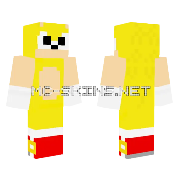 Funko Pop Super Sonic Minecraft skin, front and back