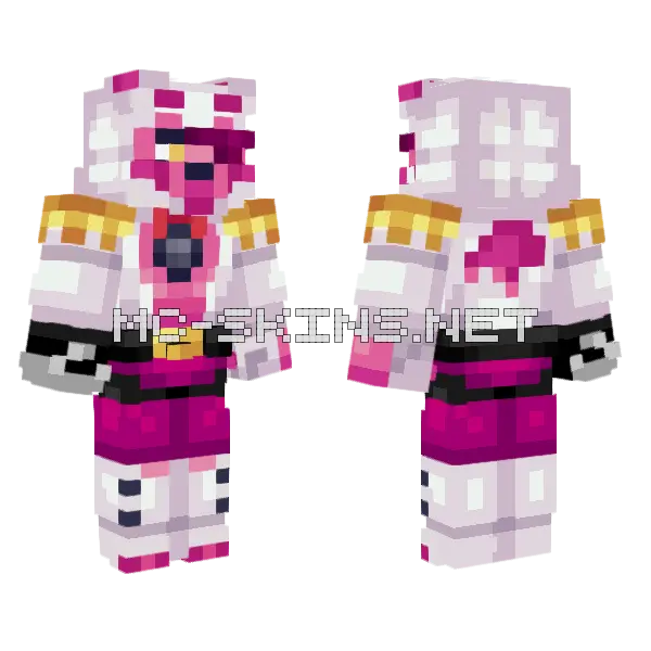 Funtime Foxy Stylized Minecraft skin, front and back