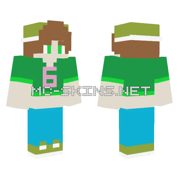 Furrio Green Outfit Minecraft skin, front and back