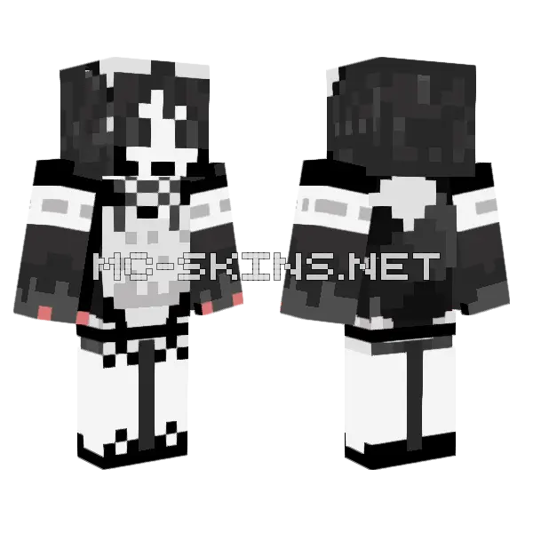 Furry Maid Outfit Minecraft skin, front and back