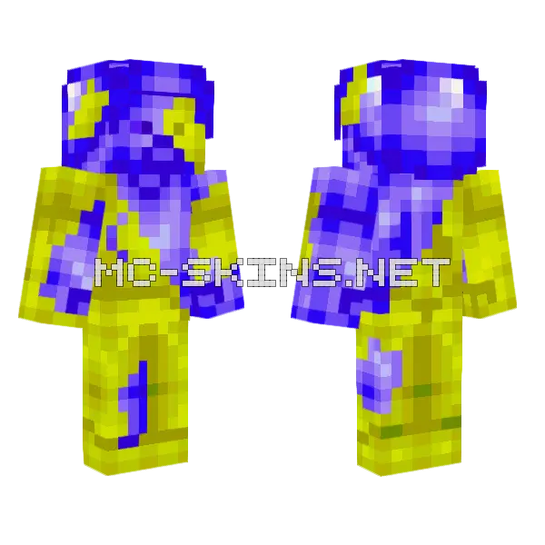 Fusion Steve Indigo Yellow Minecraft skin, front and back