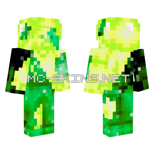 Fusion Steve Neon Lime Minecraft skin, front and back