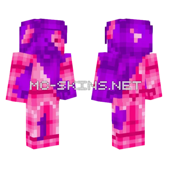 Fusion Steve Purple Pink Minecraft skin, front and back