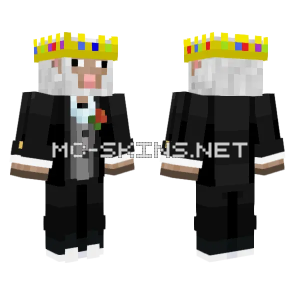 Fuzzy Gentleman Sheep Supra Innocent Minecraft skin, front and back