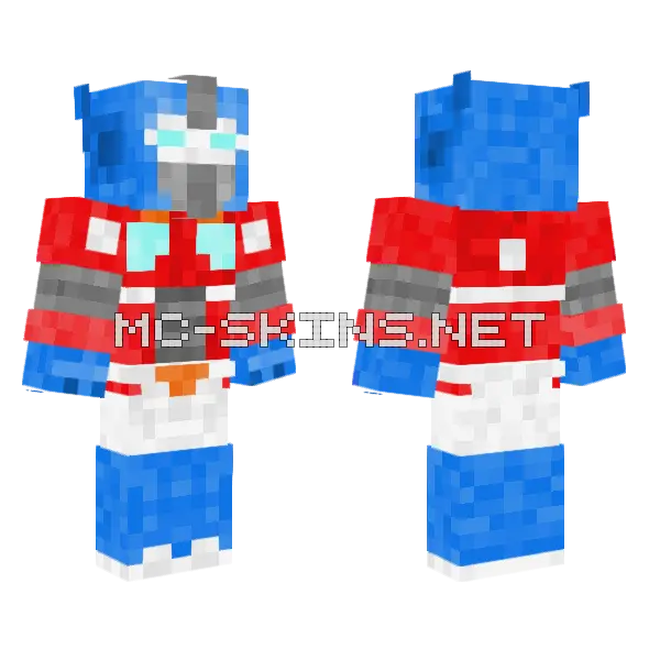 G1 Optimus Prime Minecraft skin, front and back