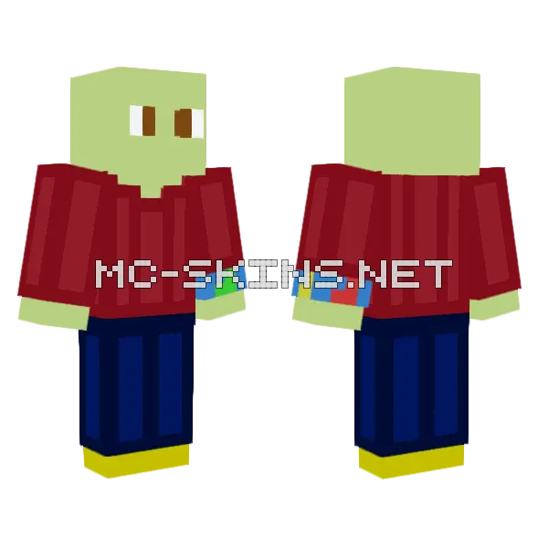 Gabe Light Green Minecraft skin, front and back