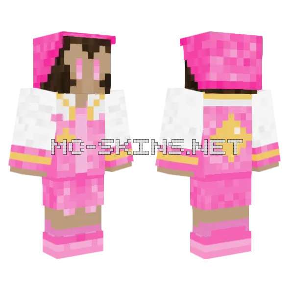 Gae Me Pink Outfit Minecraft skin, front and back