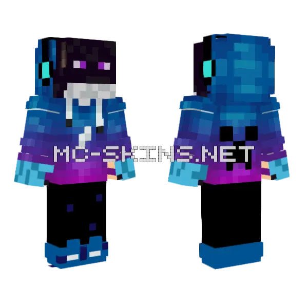 Galaxy Enderman Boy Minecraft skin, front and back