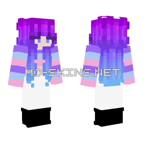 Galaxy Girl Minecraft skin, front and back