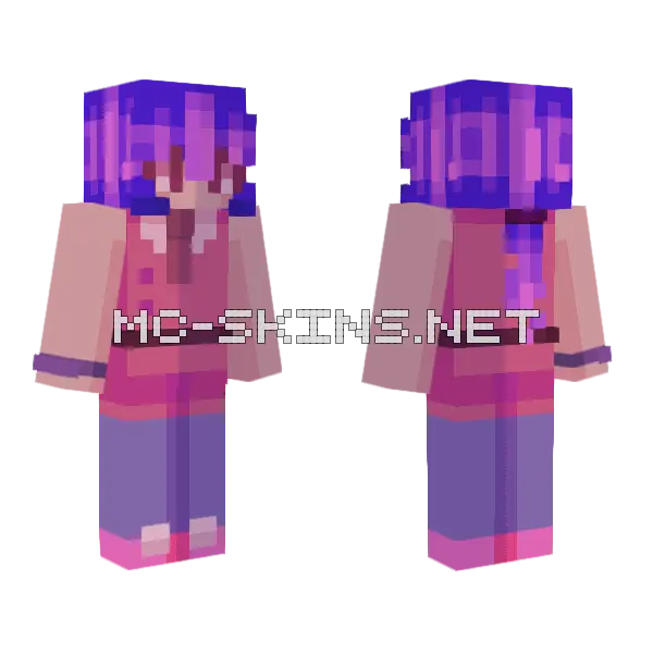 Galaxy Hair School Girl Minecraft skin, front and back
