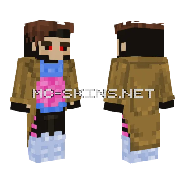 Gambit X Men 97 Minecraft skin, front and back