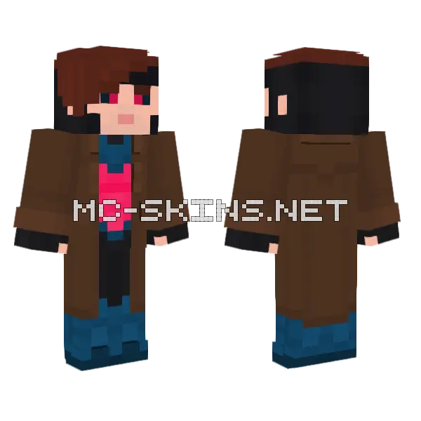 Gambit X-Men 97 Minecraft skin, front and back