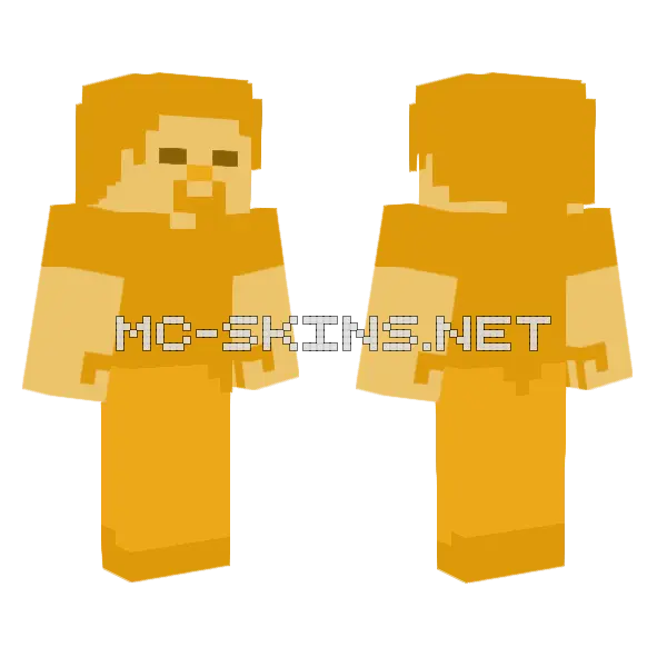 Gamboge Yellow Blank Steve Minecraft skin, front and back