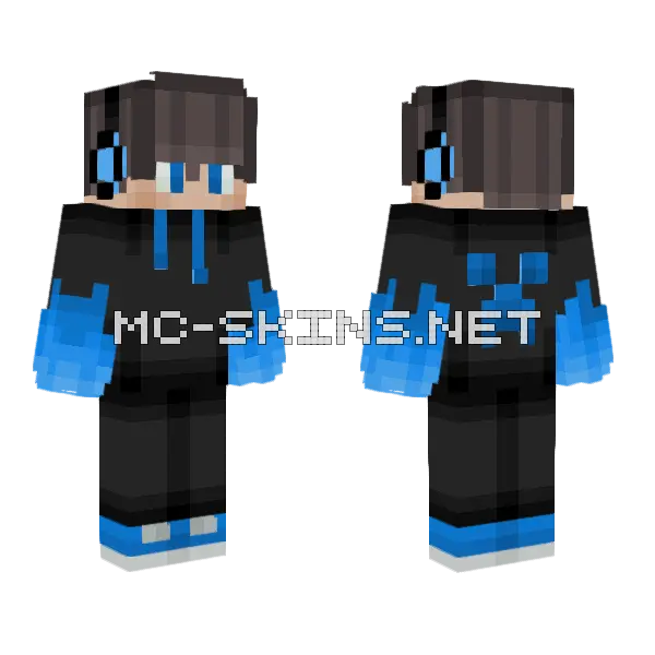 Gamer Boy Blue Minecraft skin, front and back