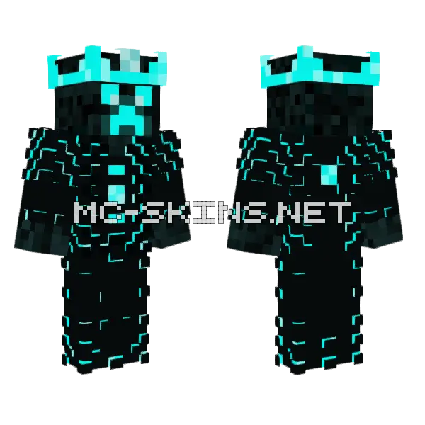 Gamer Creeper King Minecraft skin, front and back