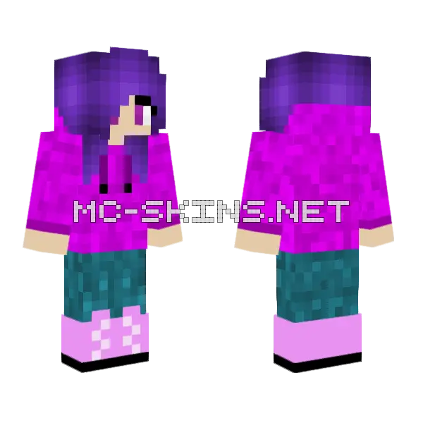 Gamer Girl Minecraft skin, front and back