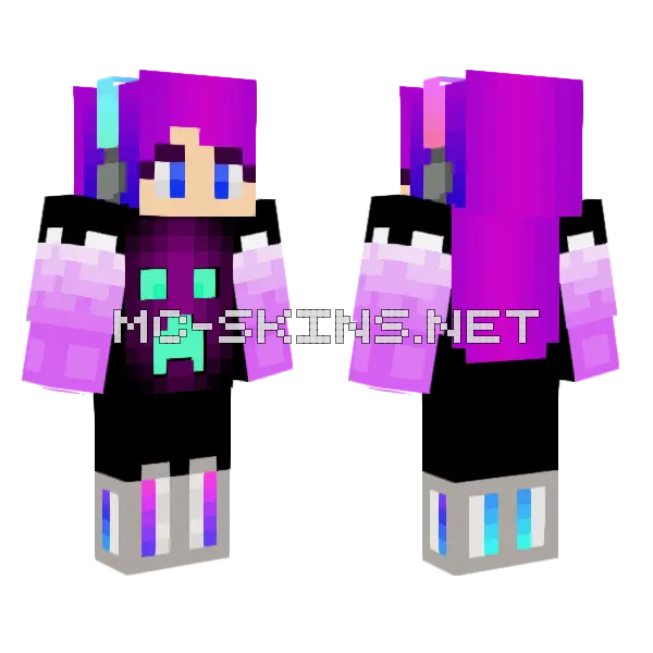 Gamer Girl Minecraft skin, front and back