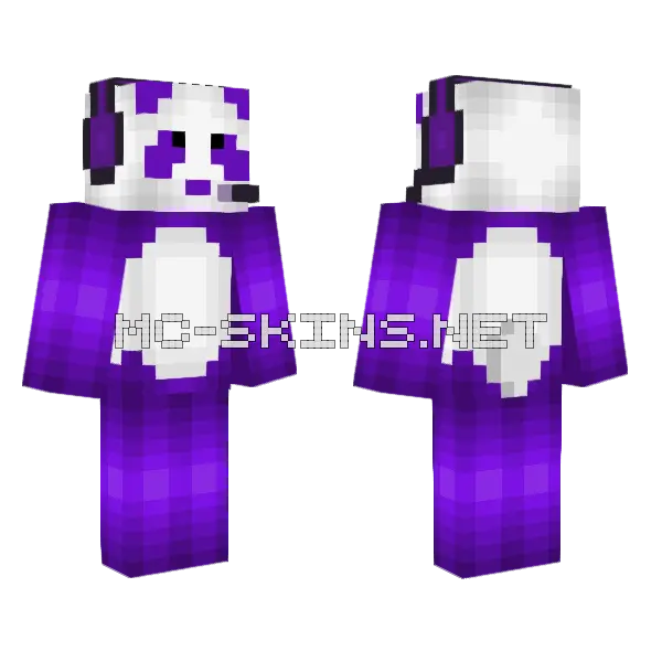 Gamer Panda With Headphones Minecraft skin, front and back