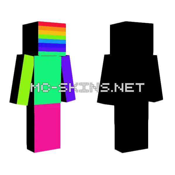 Gamer Series Rainbow Minecraft skin, front and back