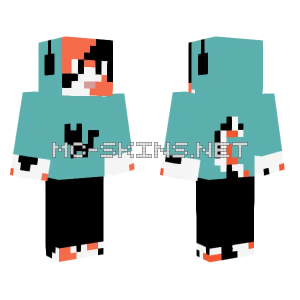 Gamercat Redesign Minecraft skin, front and back